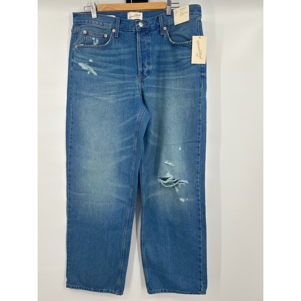 Universal Thread Womens 90s Baggy Mid Rise Distressed Blue Jeans Size 12 NEW